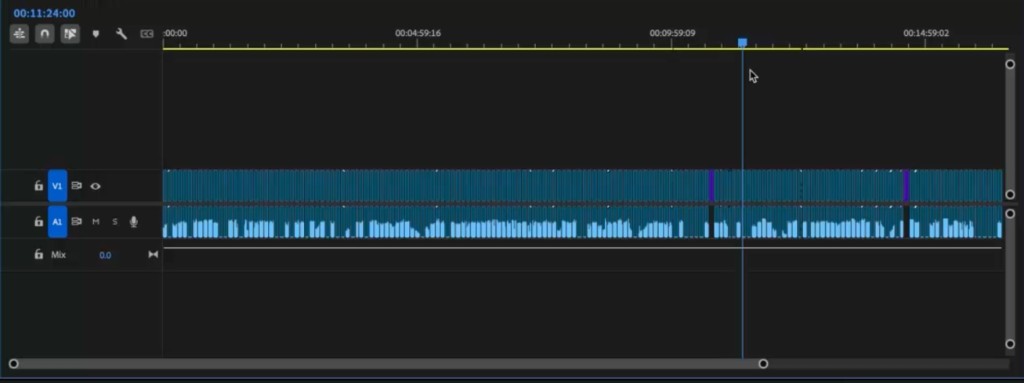 Premiere Pro timeline after importing the agent-generated sequence