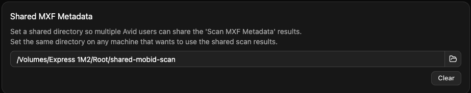 Save Scan MXF Metadata to a shared location