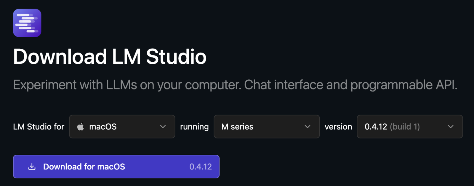 LM Studio download page